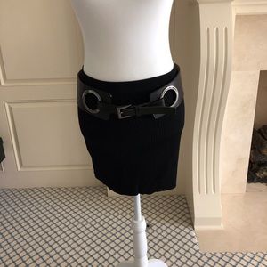 Worth New York Black Rib Knit Skirt New Size XP